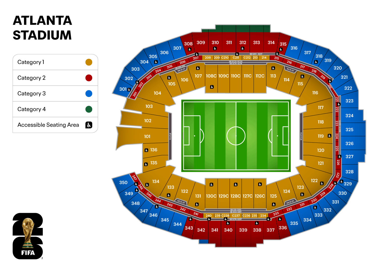 Mercedes-Benz Stadium World Cup 2026 seating map