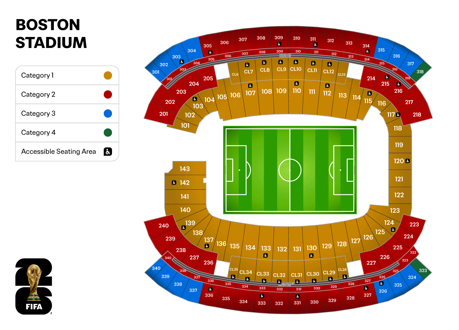 Gillette Stadium World Cup 2026 seating map