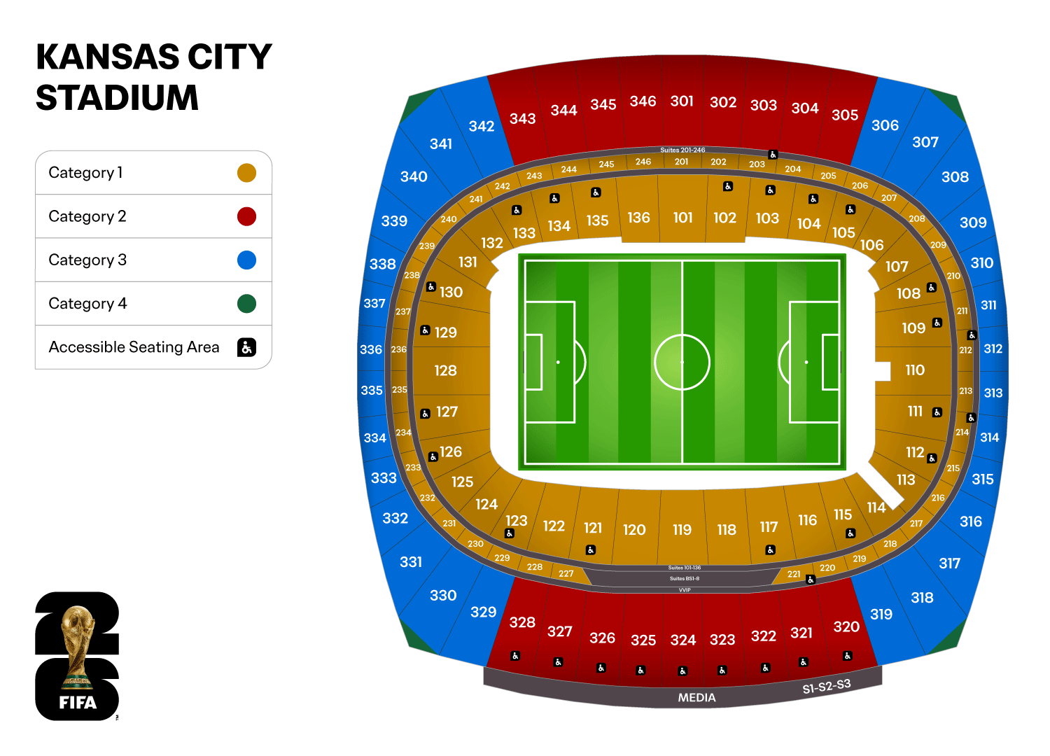 Arrowhead Stadium World Cup 2026 seating map