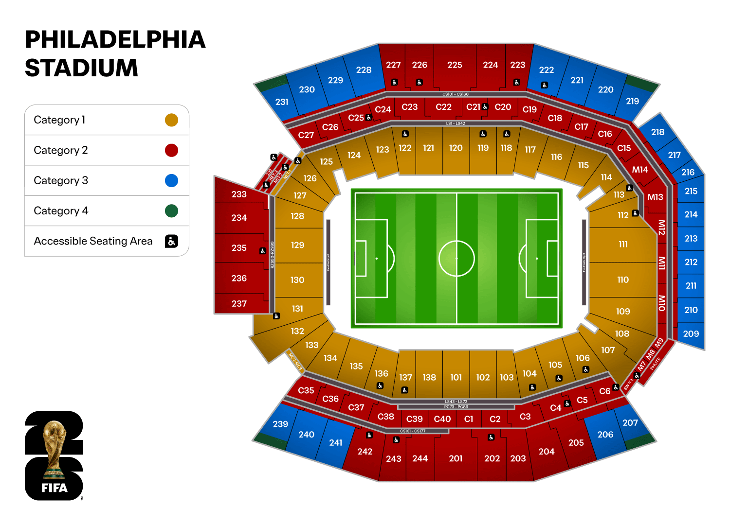 Lincoln Financial Field World Cup 2026 seating map